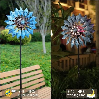 Rust-proof, free-spinning summer solar windmill (with automatic lights at night)