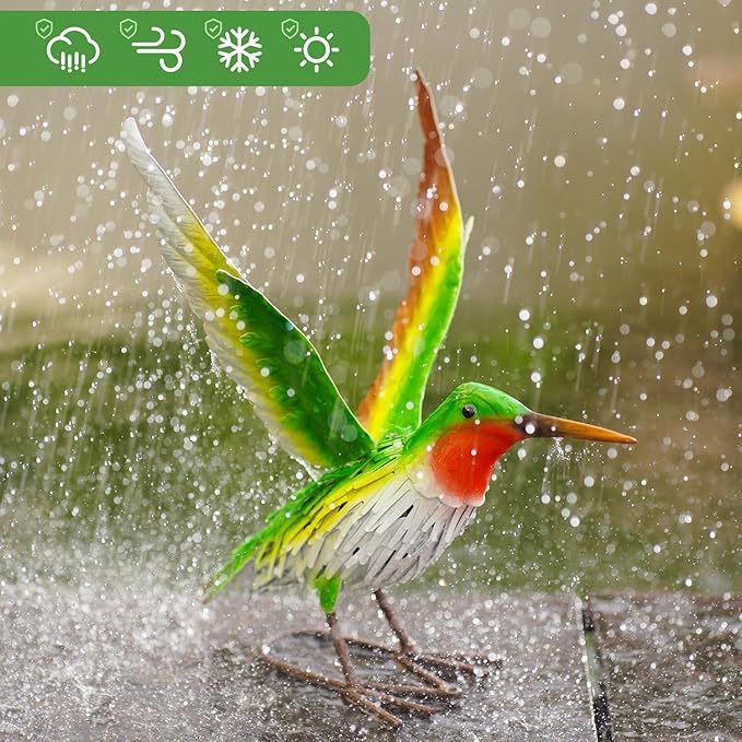 Handmade 3D Hummingbird Metal Statue | Metal Art | Hand Painted Art