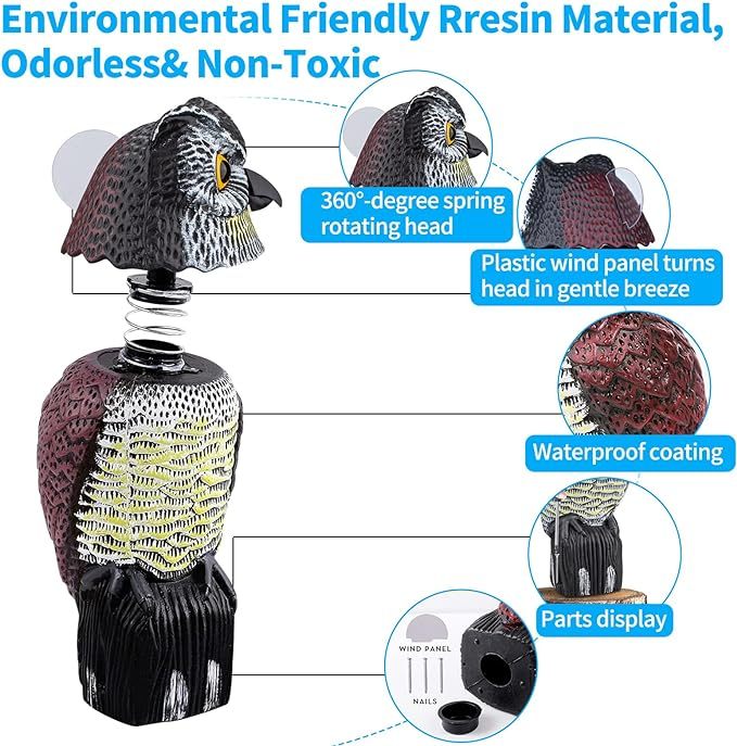 Owl Garden Decoration|Owl Decoys to Scare Birds Squirrels Away