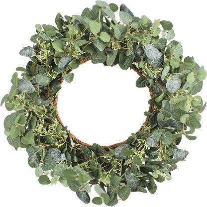 20'' Eucalyptus Wreath for Front Door-Green Decor for Home, Farmhouse 