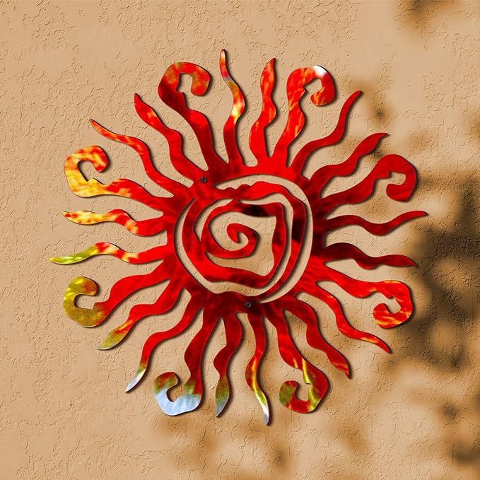🔥1pc Vibrant Sun Metal Wall Decoration Statue - Durable Wrought Iron 