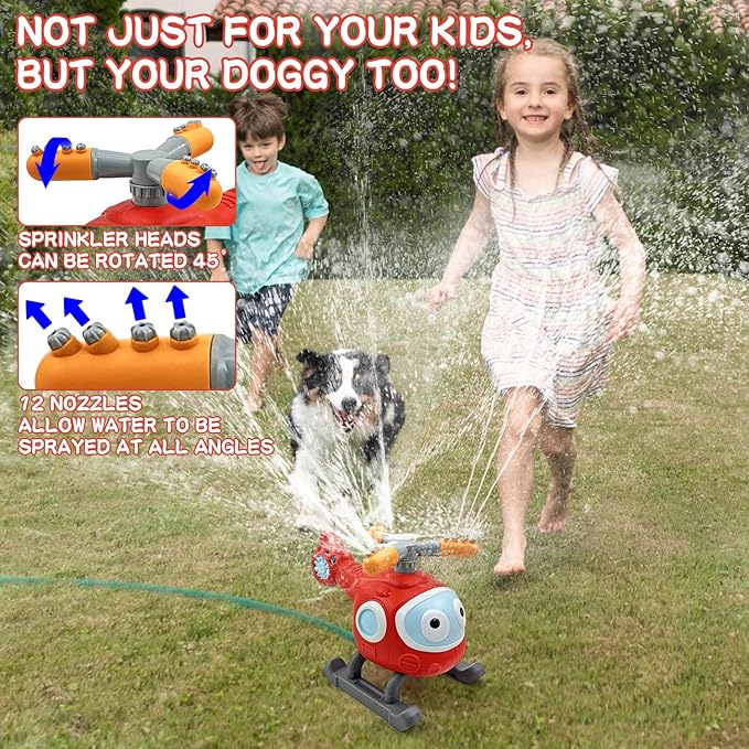 2 in 1 Outdoor Water Spray Sprinklers T Ball Set for Kids and Toddler