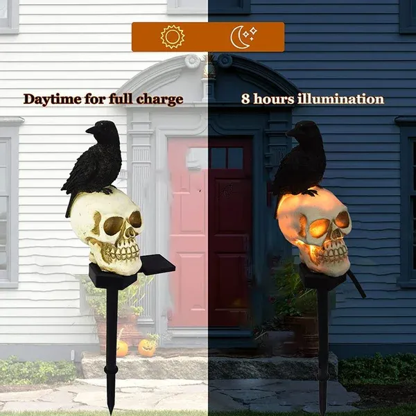 Solar Skull Crow Waterproof Landscape Light