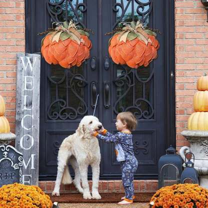Handmade Halloween Pumpkin Wreath For Front Door