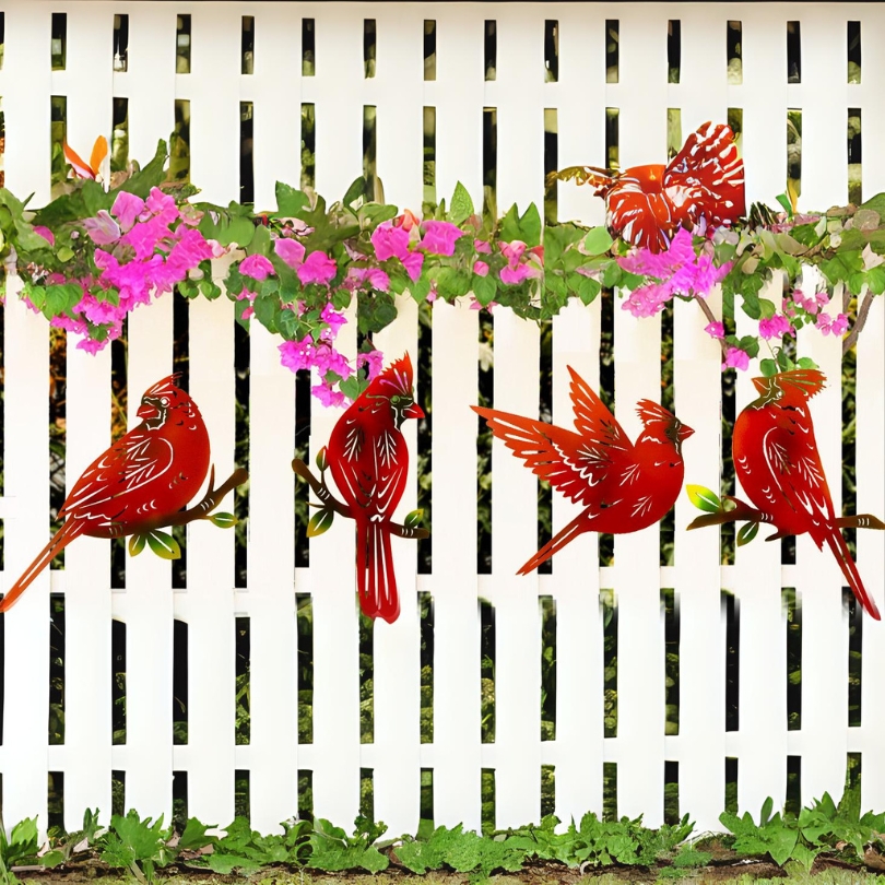 Metal Cardinal Wall Art Decor | Hand Painted Art | Metal Art