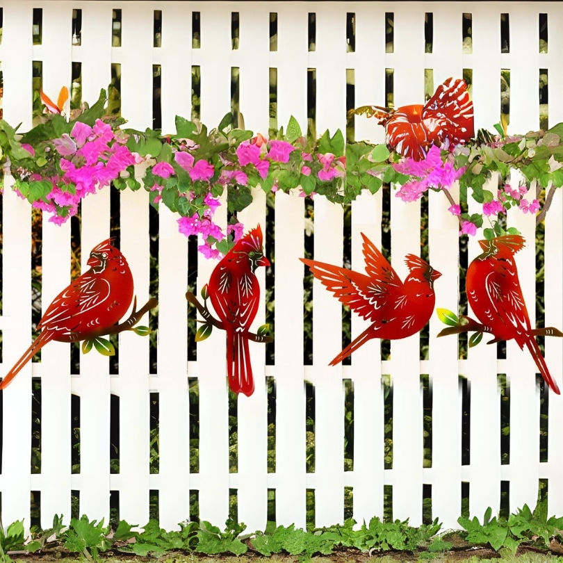 Metal Cardinal Wall Art Decor | Hand Painted Art | Metal Art