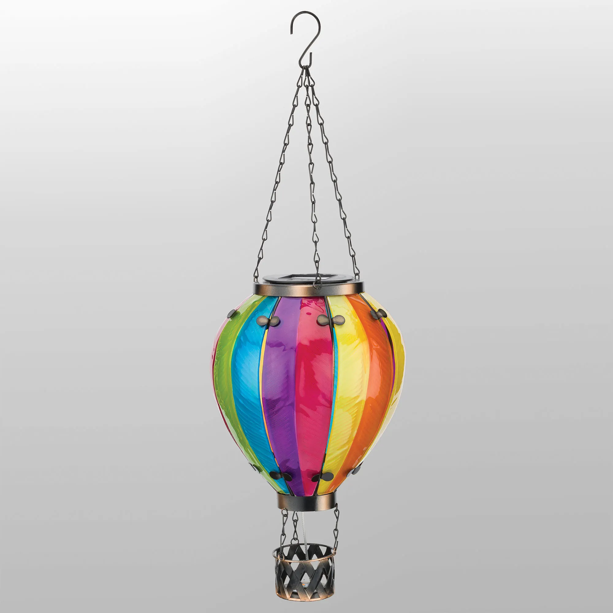 Hot Air Balloon Hanging Solar Lantern Large - Rainbow