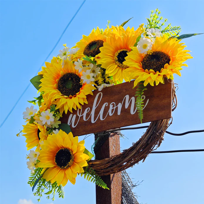 Summer Wreath Sunflower Wreath for Front Door