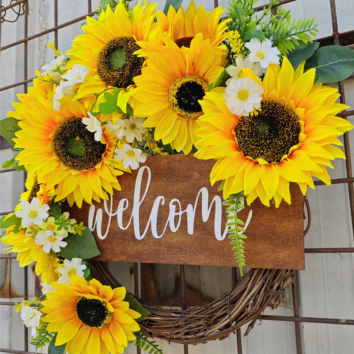 Summer Wreath Sunflower Wreath for Front Door