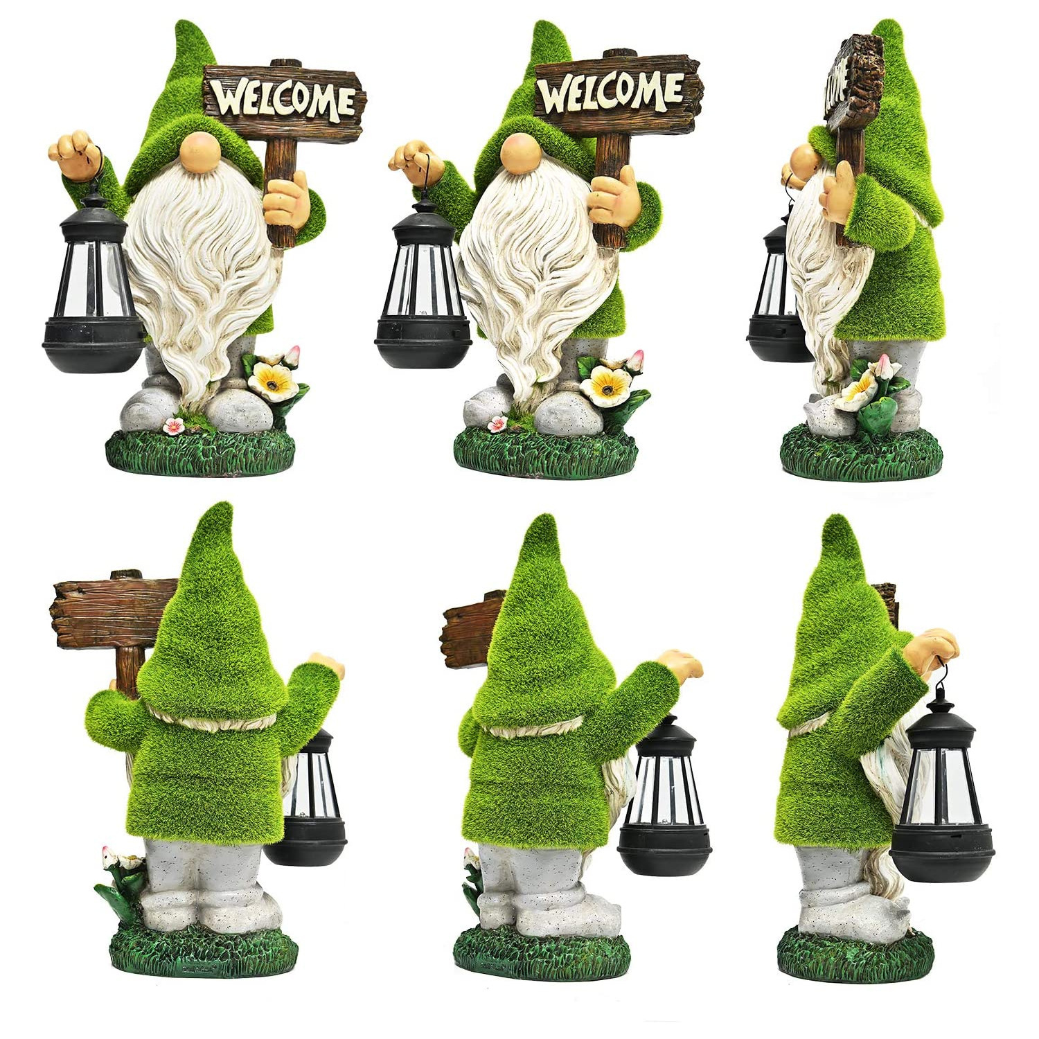 Solar Garden Gnomes Statue Vintage Lantern