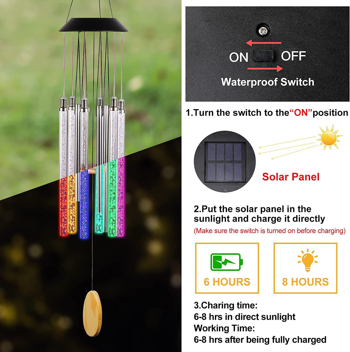 Solar Powered Musical Wind Chimes