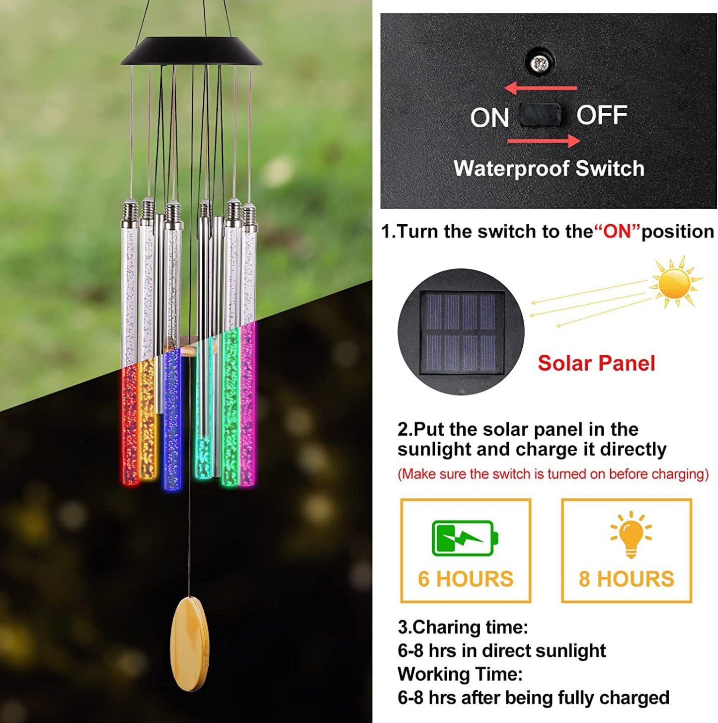 Solar Powered Musical Wind Chimes