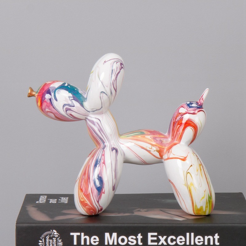 Balloon Dog Statue Figurine Modern Home Decor Dog Model Rainbow Design
