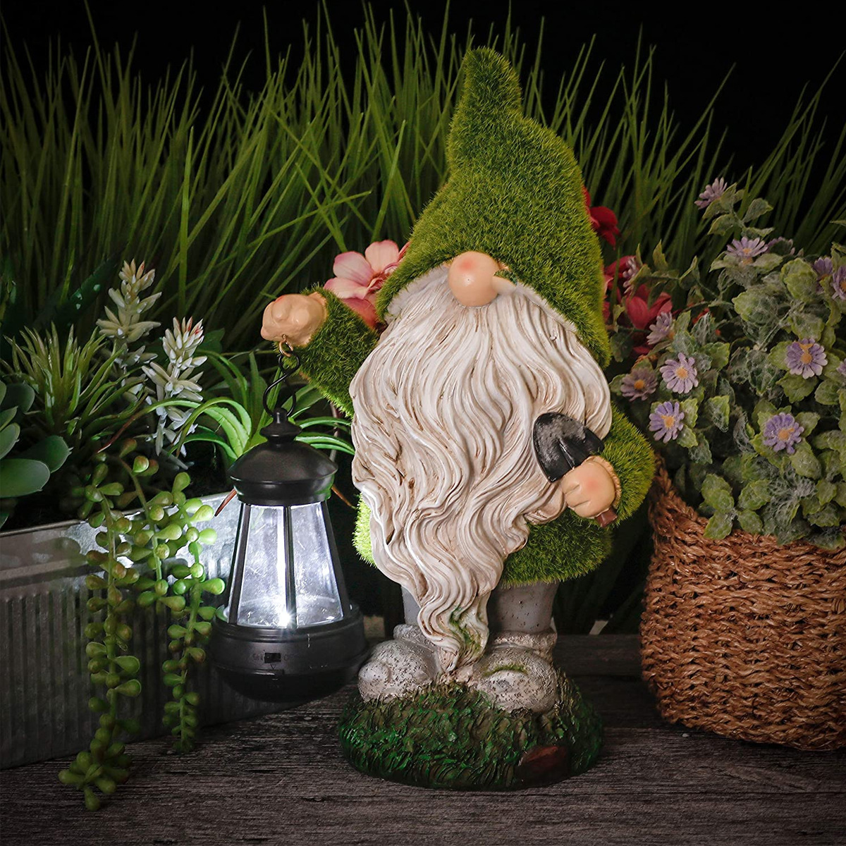 Solar Garden Gnomes Statue Vintage Lantern