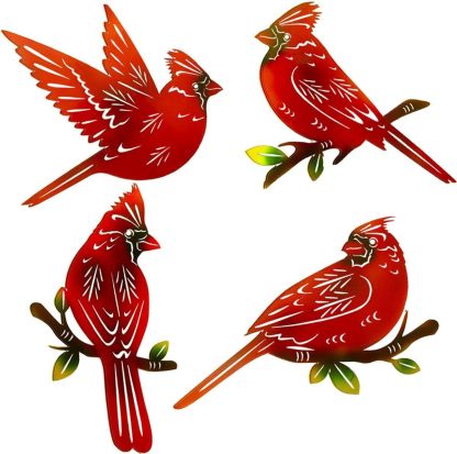 Metal Cardinal Wall Art Decor | Hand Painted Art | Metal Art