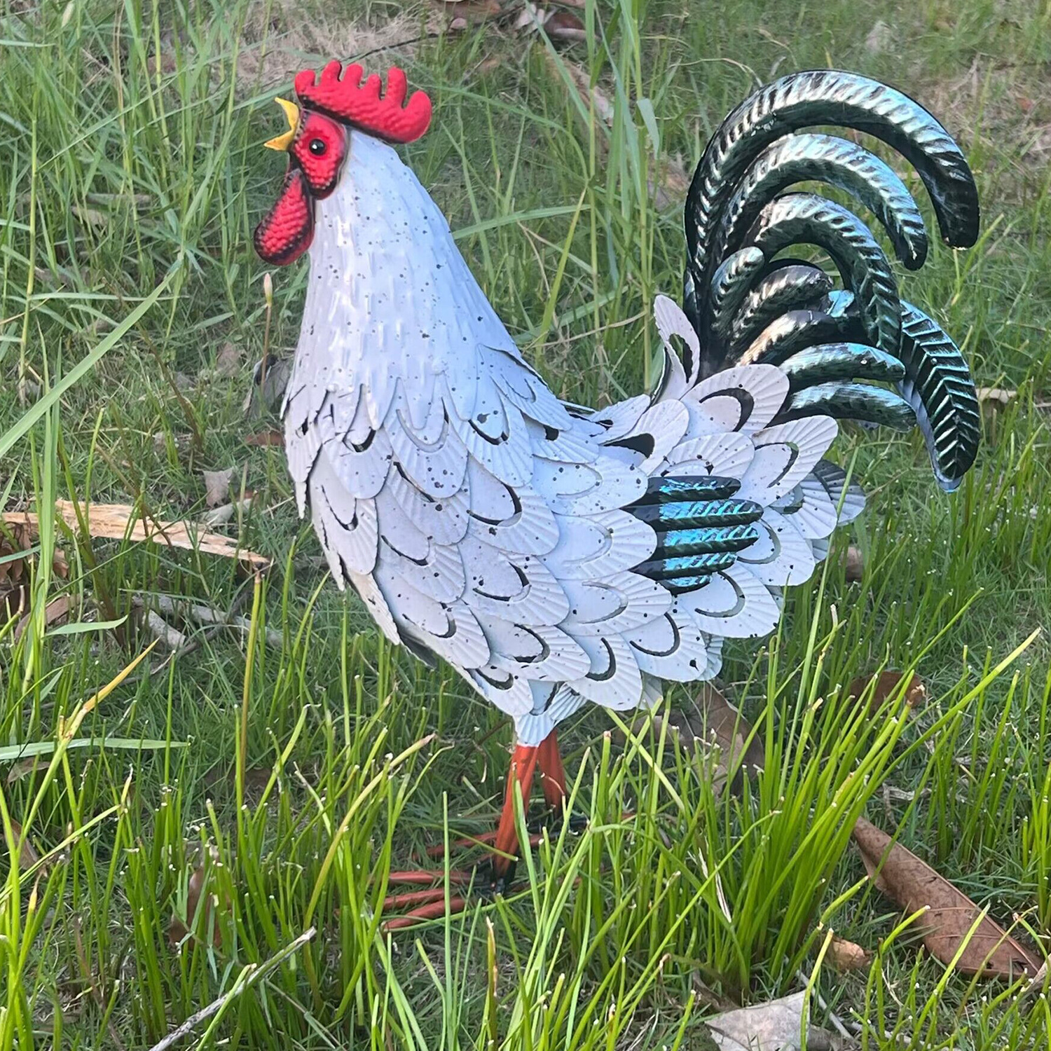 Iron Rooster Garden Statue