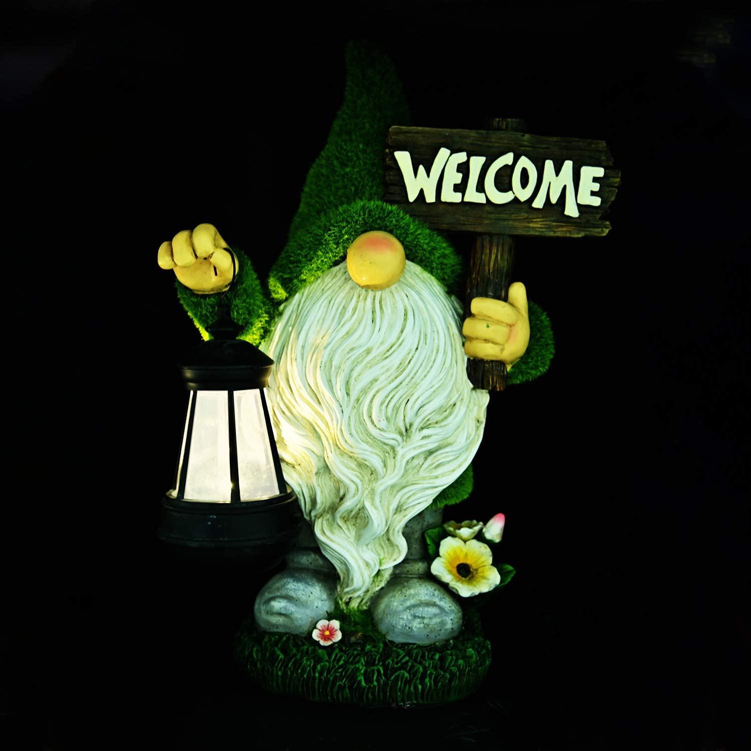 Solar Garden Gnomes Statue Vintage Lantern