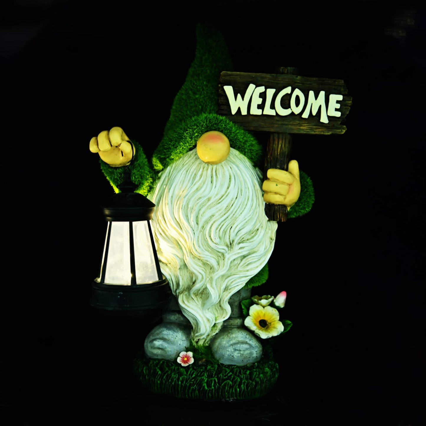 Solar Garden Gnomes Statue Vintage Lantern