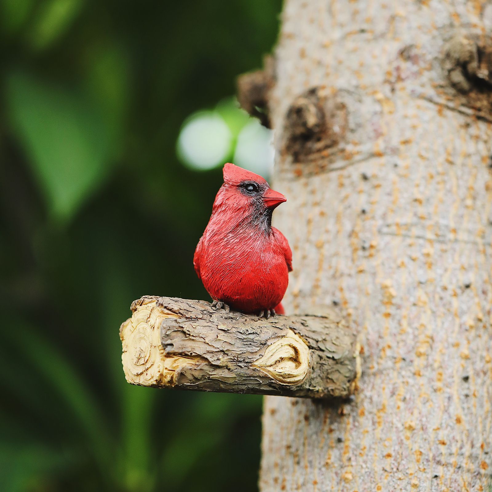 Cardinal Resin Statue | Tree Hugger | Hand Painted Art