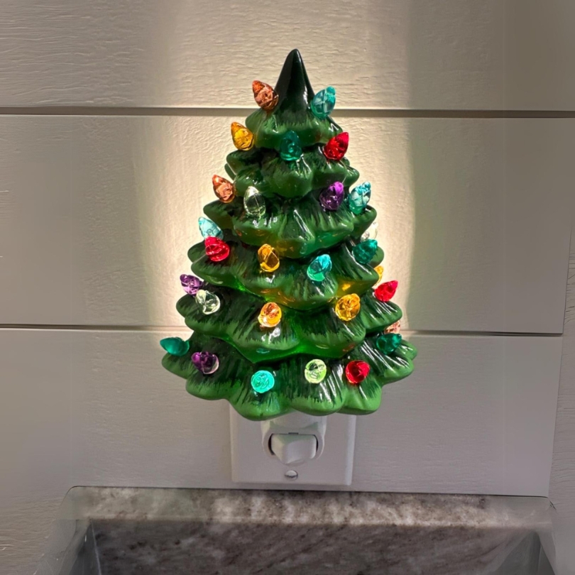 Handmade Ceramic Christmas Tree Night Light | Ceramic Art | Hand Painted Art