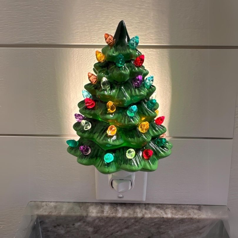 Handmade Ceramic Christmas Tree Night Light | Ceramic Art | Hand Painted Art