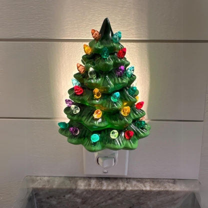 Handmade Ceramic Christmas Tree Night Light | Ceramic Art | Hand Painted Art