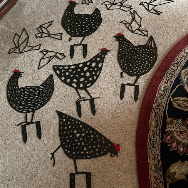 Chicken Yard Metal Art Decoration