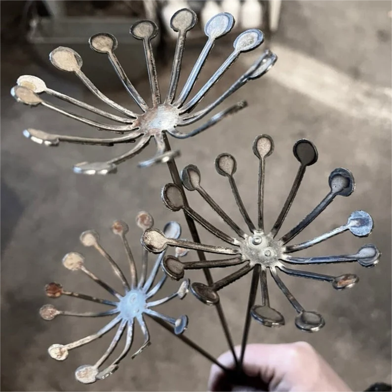 Dandelion Raw Metal Flower Stakes