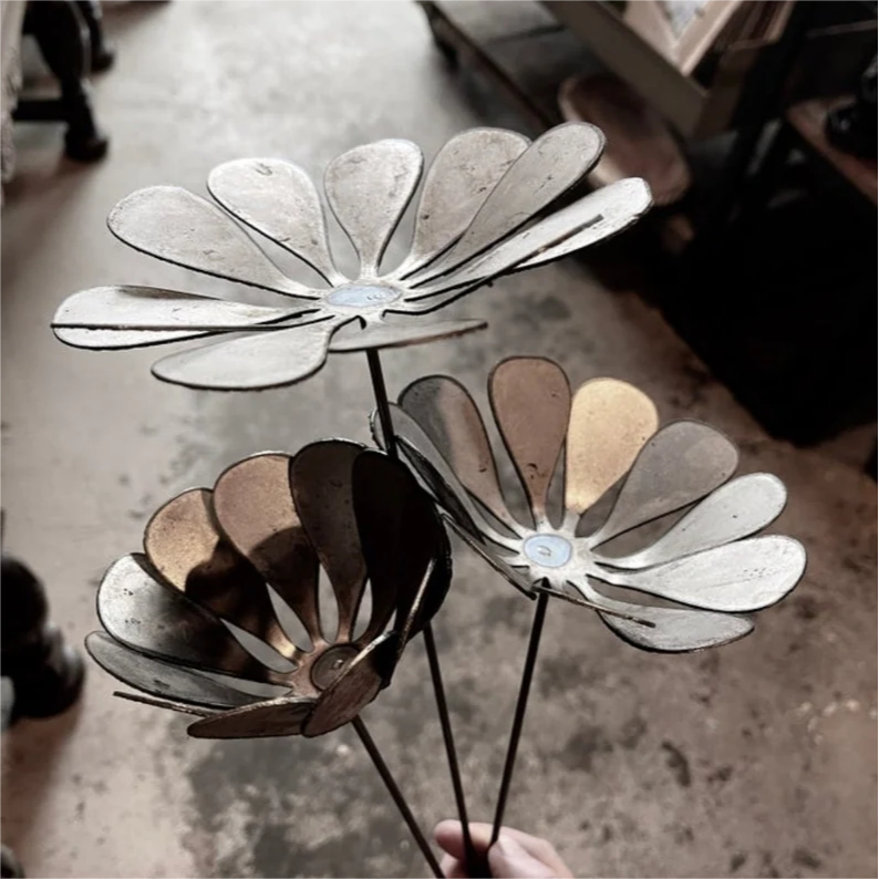 Dandelion Raw Metal Flower Stakes