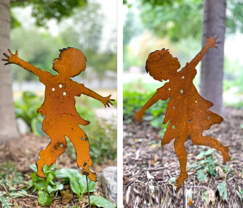 Boy and Girl Dancer Metal Garden Sculpture（Free Shipping）
