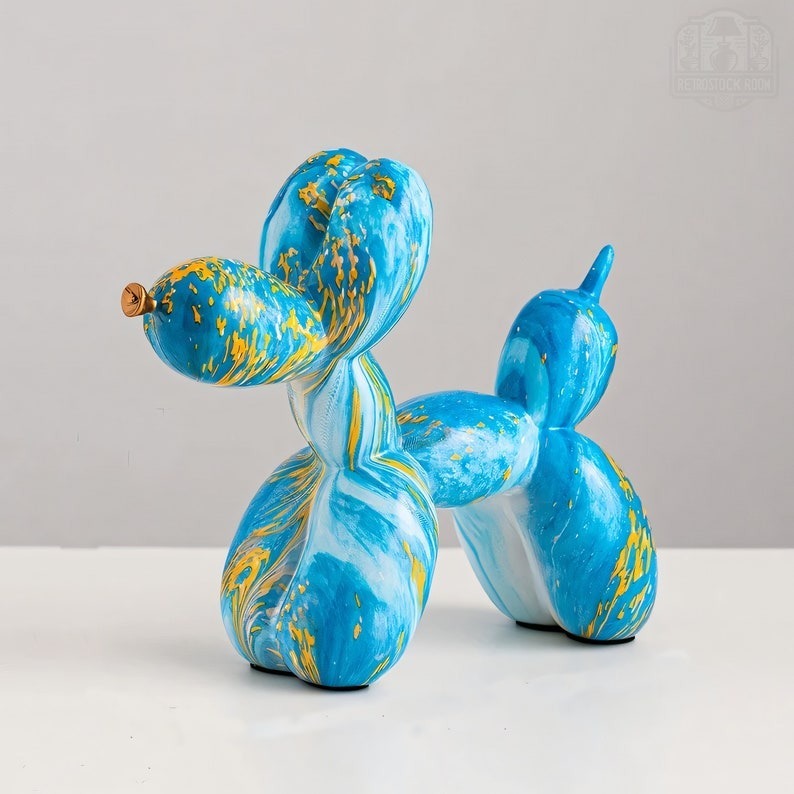 Balloon Dog Statue Figurine Modern Home Decor Dog Model Rainbow Design