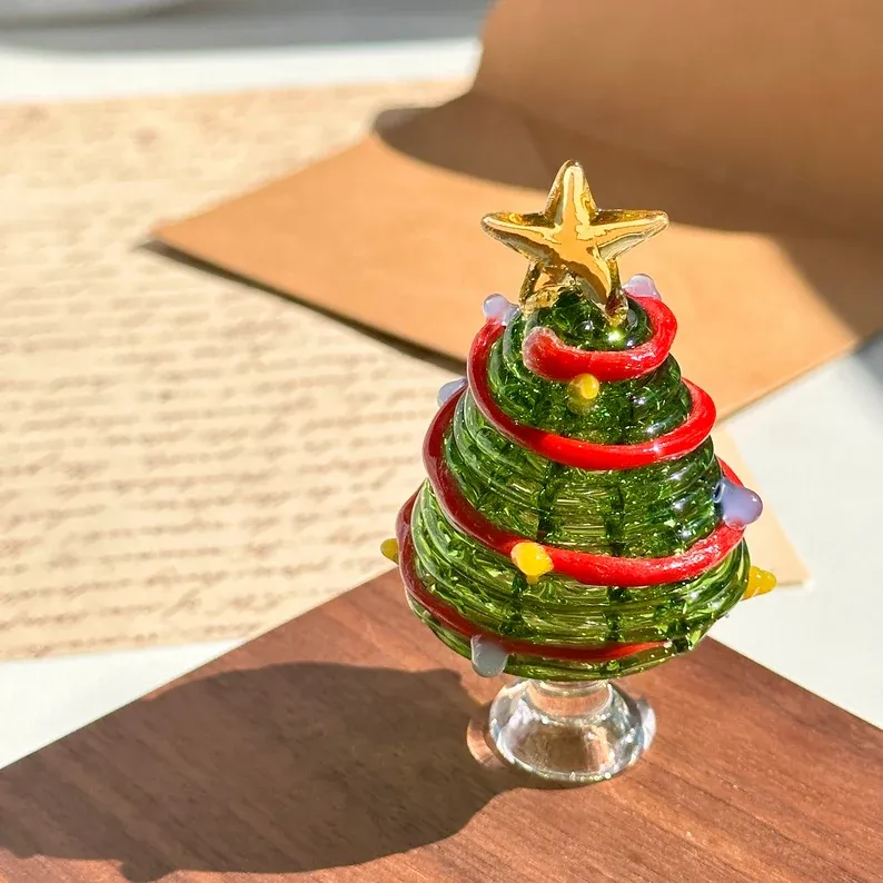 Handmade Glass Christmas Tree Statue