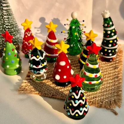 🎄Handmade Lampwork Glass Miniature Christmas Trees | Glass Art