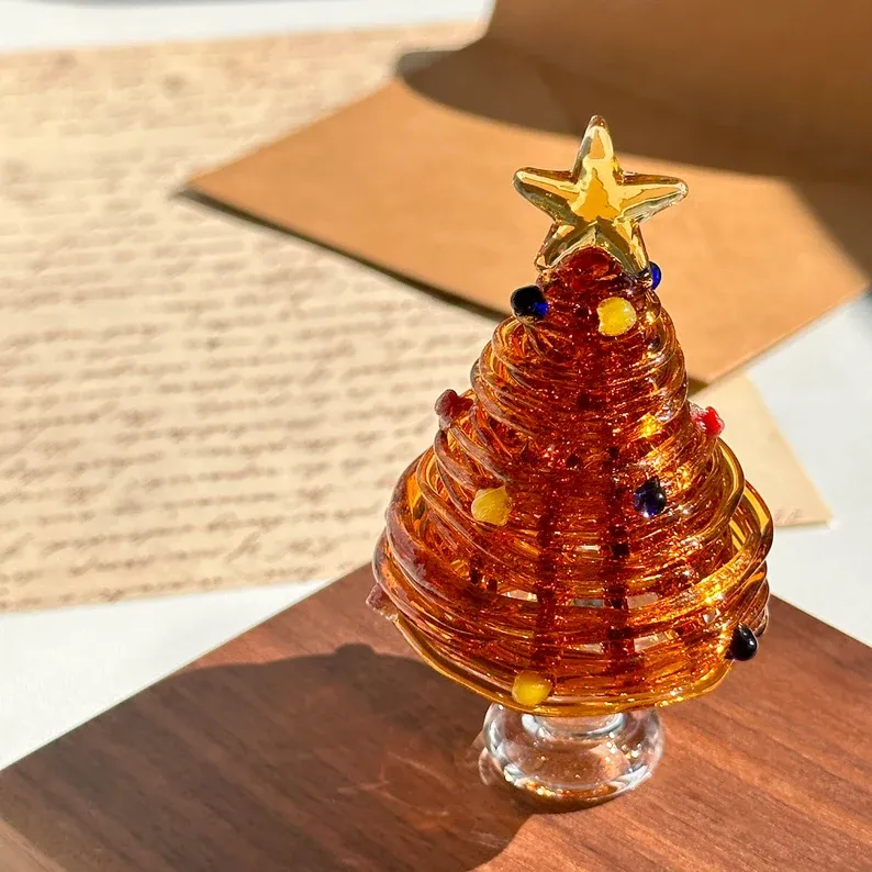 Handmade Glass Christmas Tree Statue