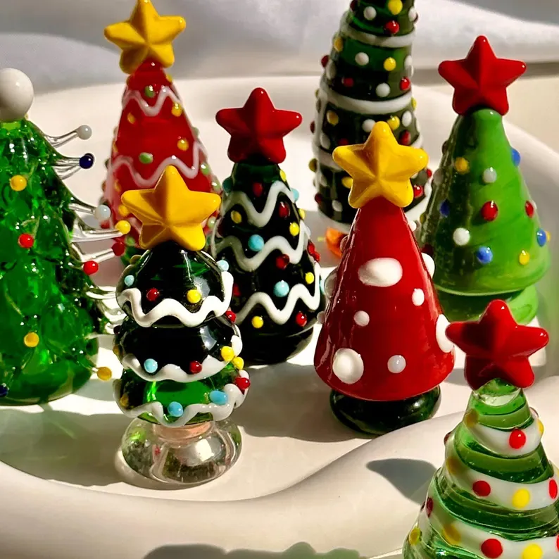 Handmade Lampwork Glass Miniature Christmas Trees | Glass Art