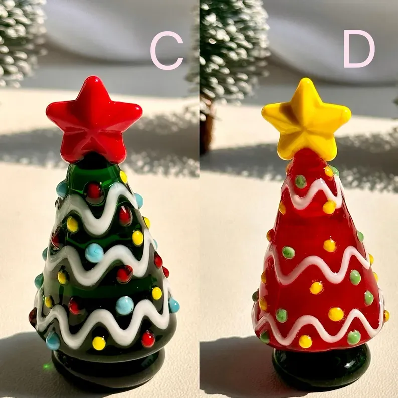 🎄Handmade Lampwork Miniature Christmas Trees