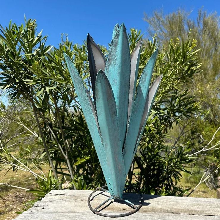 Rustic turquoise metal agave  decor