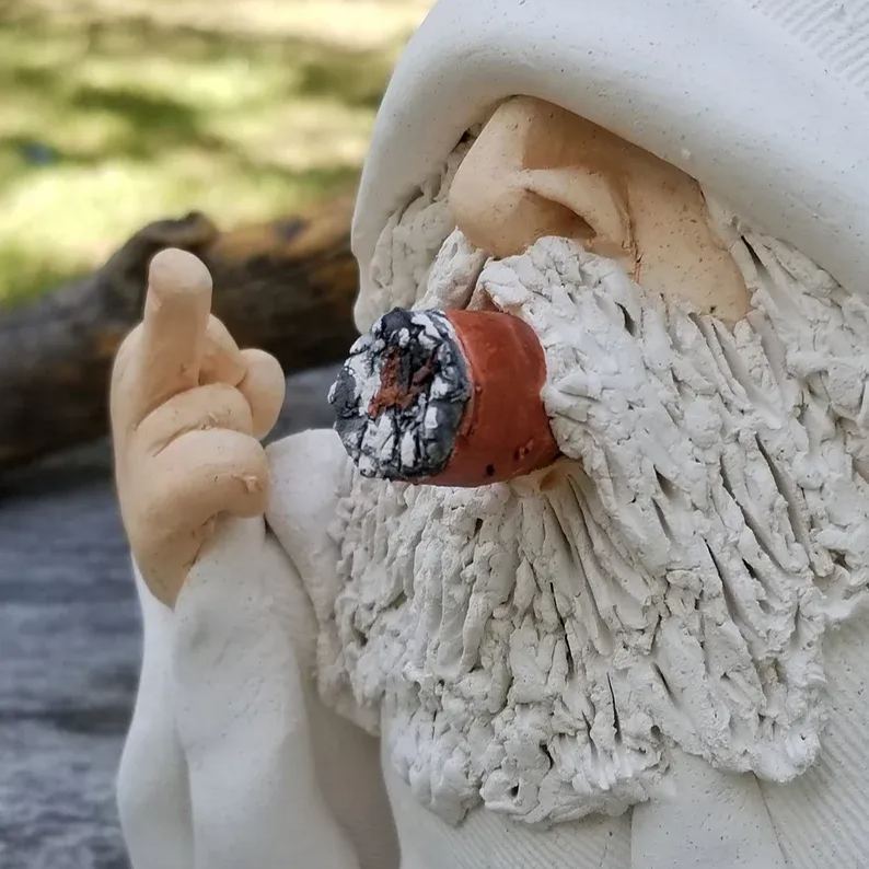 Funny white wizard gnome decorative statue