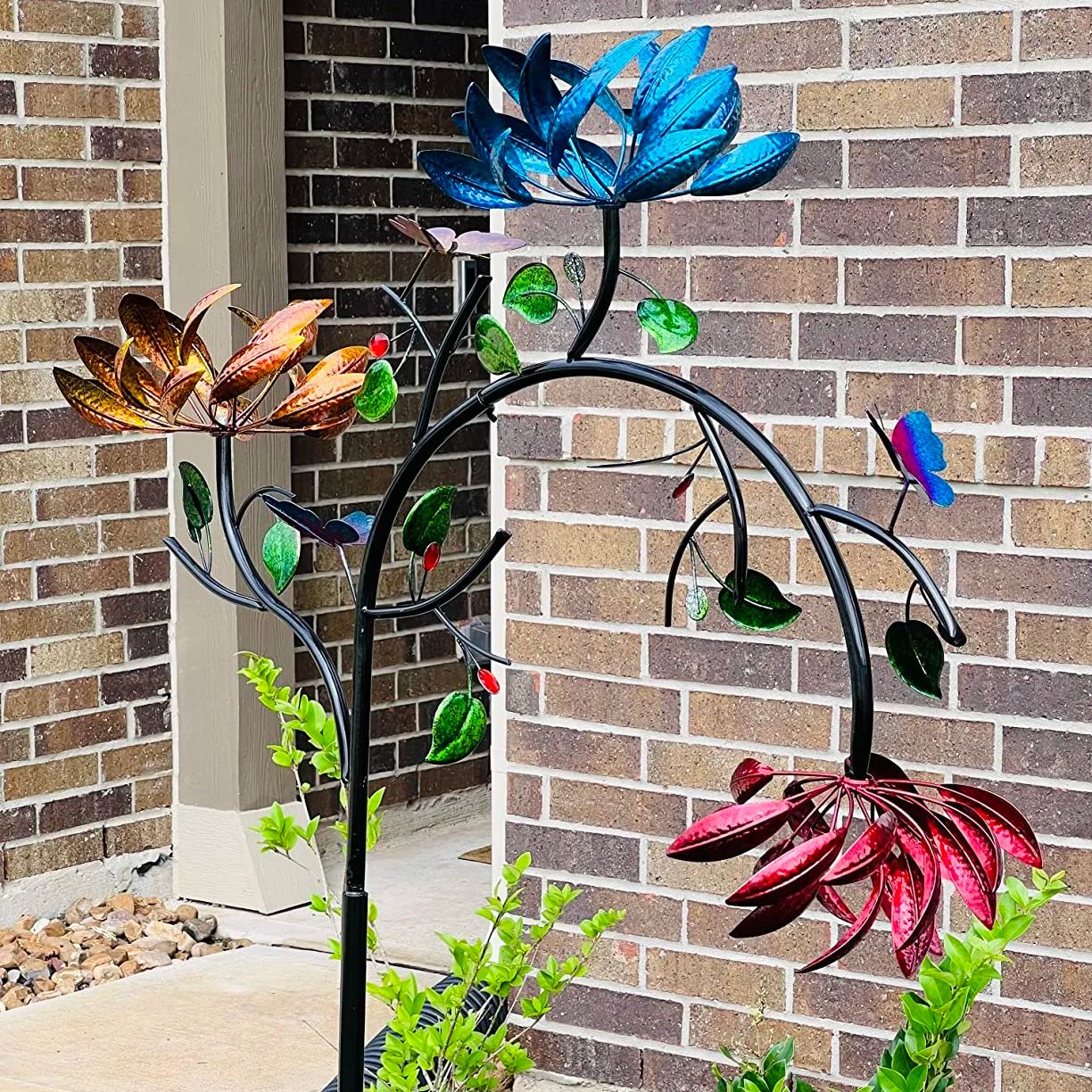 Beautiful Summer Multi Colored Flowers Wind Spinner