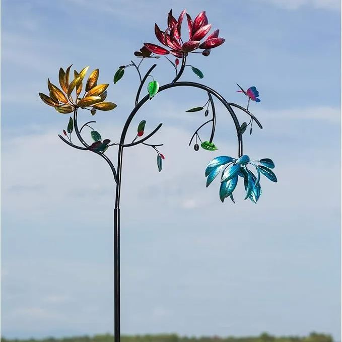 Beautiful Summer Multi Colored Flowers Wind Spinner