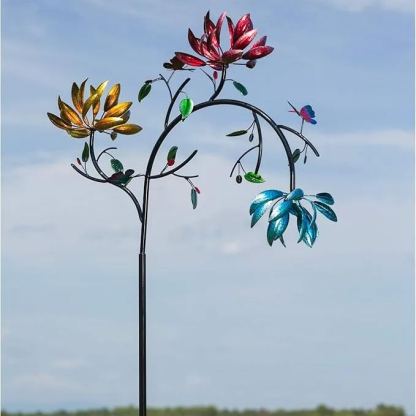 Beautiful Summer Multi Colored Flowers Wind Spinner