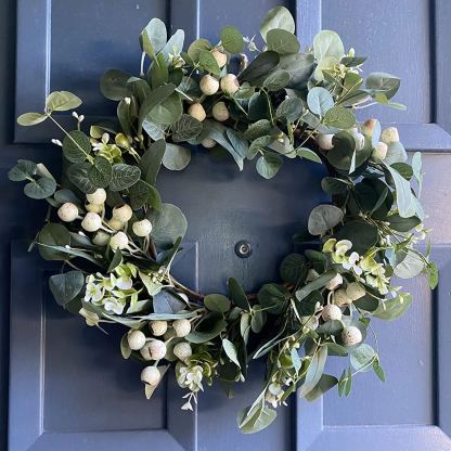 20'' Eucalyptus Wreath for Front Door-Green Decor for Home, Farmhouse 