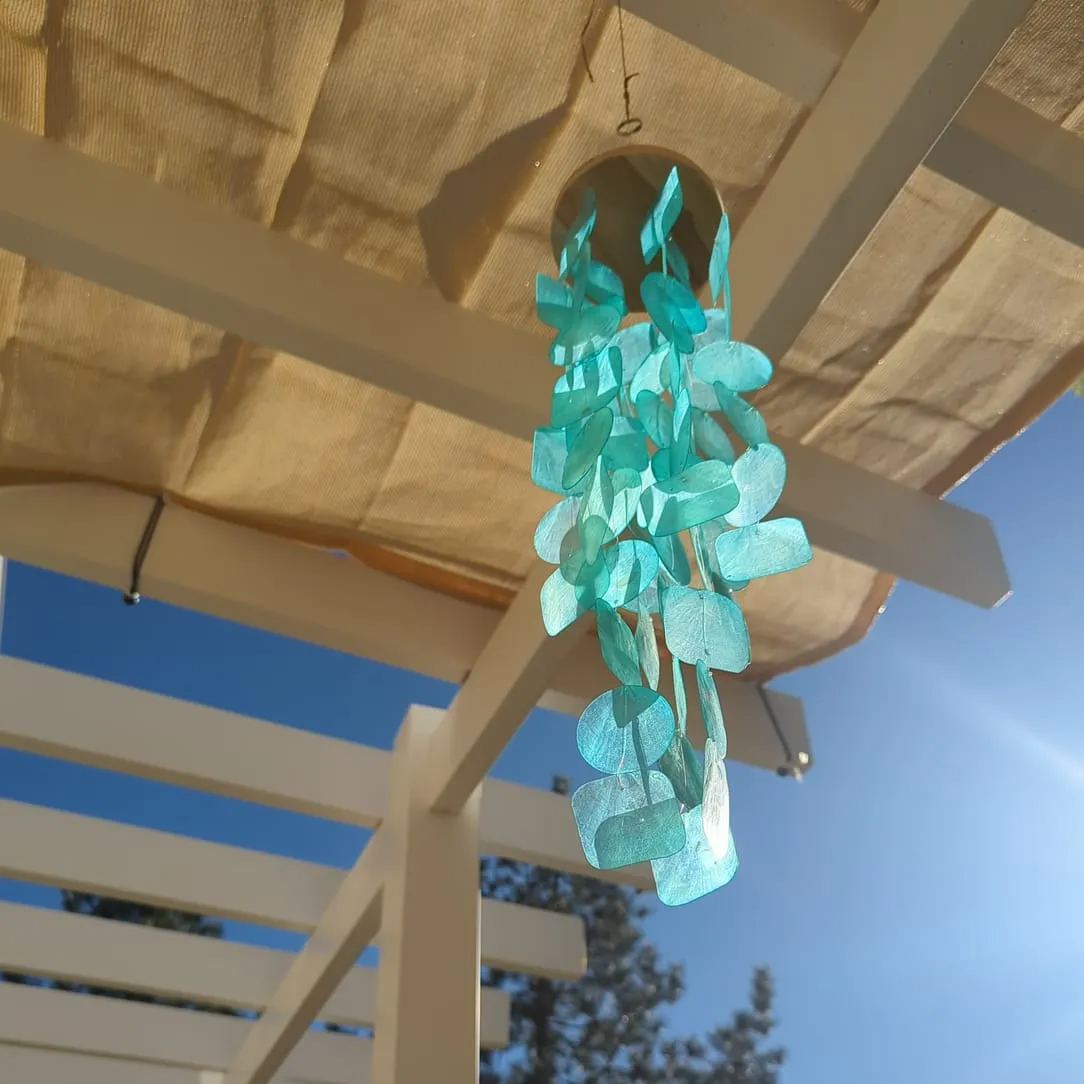 Wind Chimes for Outside – Turquoise Capiz Shells Wind Chime