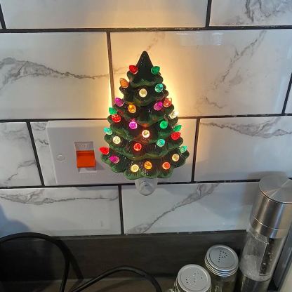 🎄Handmade Ceramic Christmas Tree Night Light| Ceramic Art| Hand Painted Art