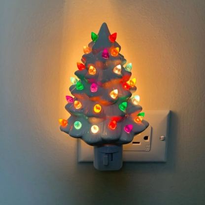 🎄Handmade Ceramic Christmas Tree Night Light| Ceramic Art| Hand Painted Art