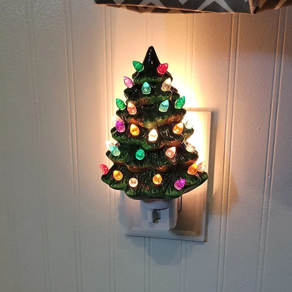 Handmade Ceramic Christmas Tree Night Light | Ceramic Art | Hand Painted Art