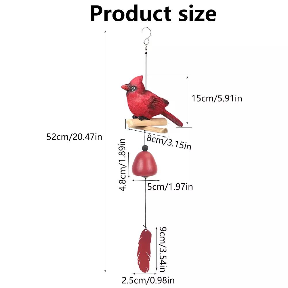 Resin Cardinal Wind Chime | Hand Painted Art