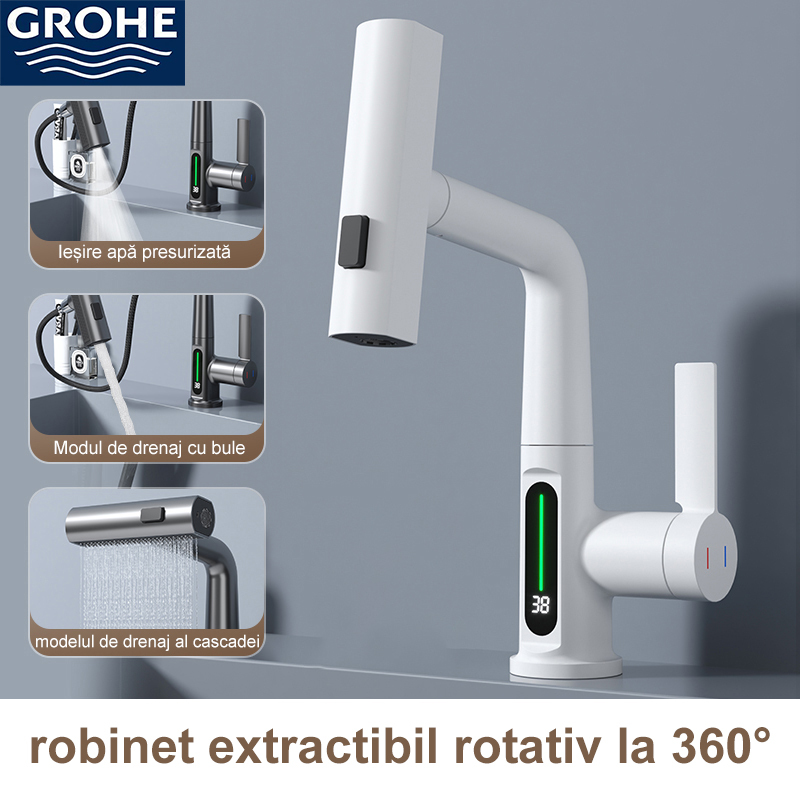 (Grohe) robinet extensibil cu afișare inteligentă a temperaturii apei 
