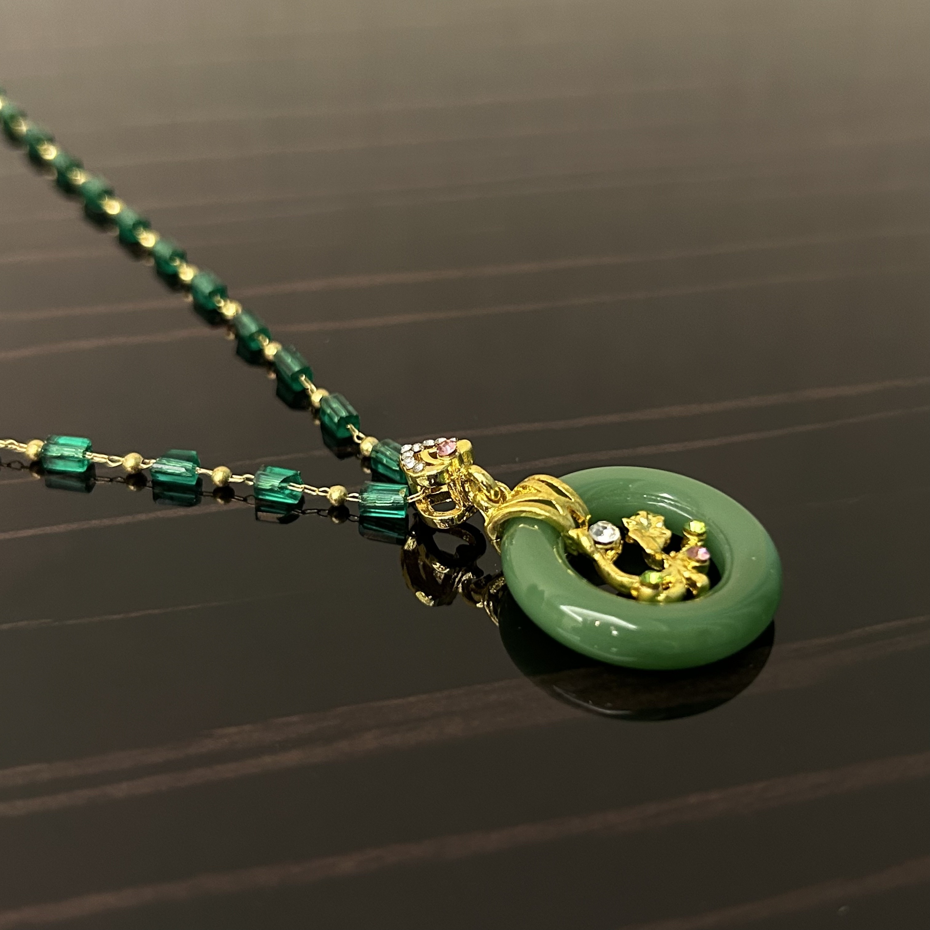 Luxurious Jadeite Gold Branch Necklace
