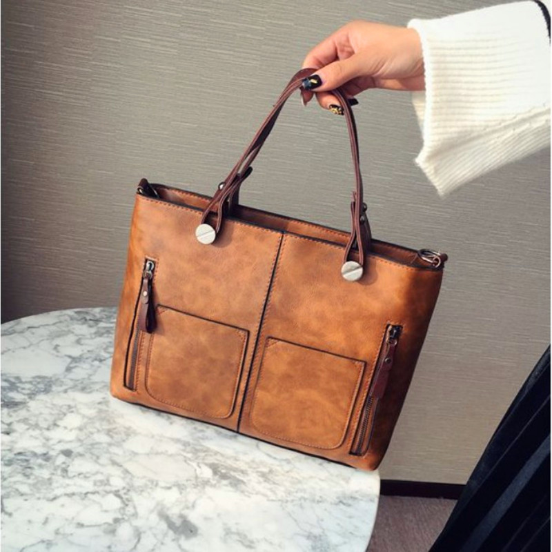 Geantă de umăr din piele vintage pentru femei - 50% reducere